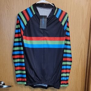 NWT Cycle RUN Colorful Striped Cycling Jersey